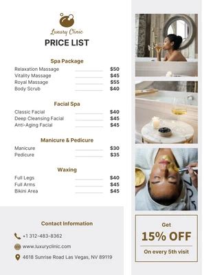 chanel spa price list